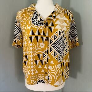 Jane + Delancey Women’s Button Down Blouse, Lightweight, Cropped, Medium